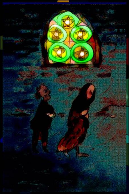 5 of Pentacles, Veryshopped; colored pencil on index card, phoshop't; 2005-2009